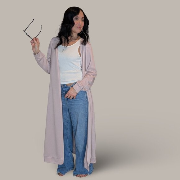 Dusty Pink Floor Length Duster Sweater - Large - Picture 2 of 8